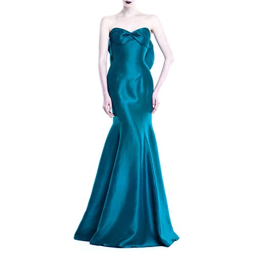 Back Ruffle Mermaid Silk Long Dress